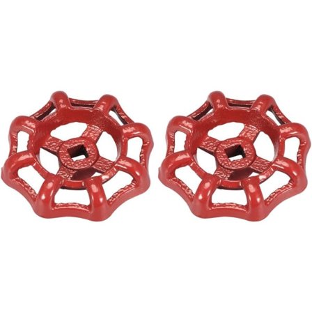 Metallisk utendørskran, rundt ratt, firkantet brotsj 7x7mm, ratt OD 63mm, farget støpestål, rød, 2 stk