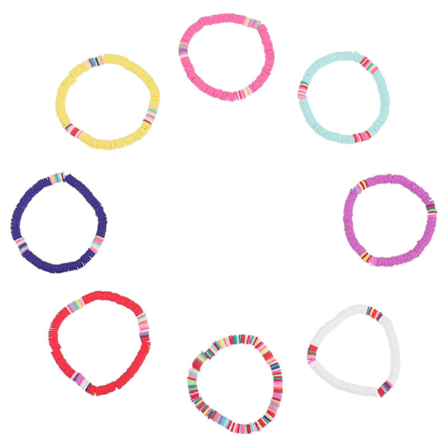 8 st Smyckesarmband Dam Stretcharmband Platt Lera Pärlarmband Lerskivearmband