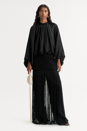 Soft Goat - Silk Blouse - Women cashmere sweater - XL - Black