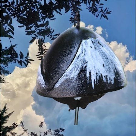 Japansk støpejern vindklokker klokke tempel anheng Mount Fuji design svart