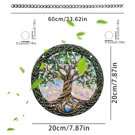 Lasimaalaus Elämänpuu Aurinkosieppari - 2D Akryylinen Ripustuskoriste