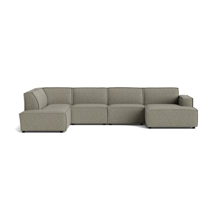 Højrevendt Lyon U-sofa - Puente Grøn stof - 368x218x80cm - Elegant og rummelig U-sofa til stuen - Perfekt til hygge med familie og venner