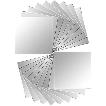 18 st självhäftande spegelplattor väggspeglar 15 x 15 cm