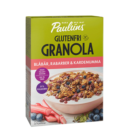 Paulúns Glutenfri Granola Blåbär Rabarber Kardemumma 350 g