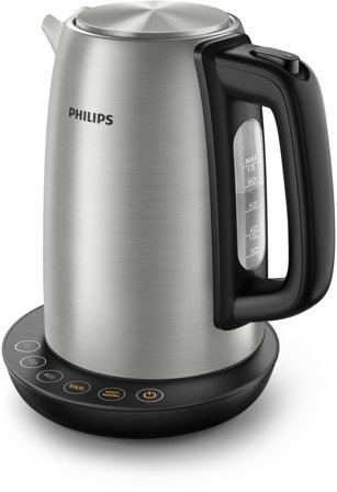 Philips Avance Collection Kedel 1.7liter Metal/sort børstet metal