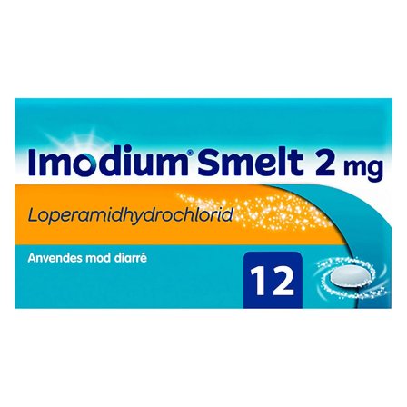 Imodium Smelt, 2 mg, frysetørrede tabletter 12 tabl., Medicin & Pleje, Mave & Tarm, Diarré