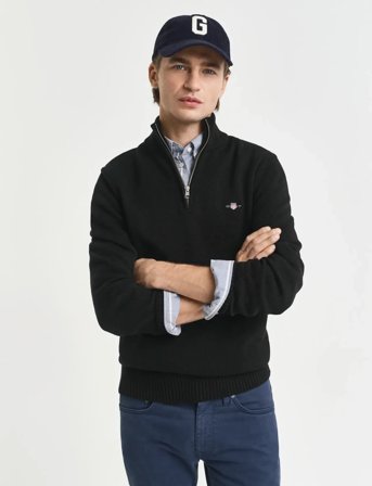 GANT Casual Cotton Half Zip - Black - S