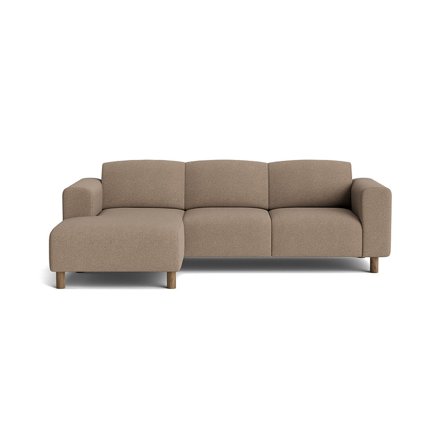 Toledo Chaiselongue-Sofa, links in Dunkelbeige, einfarbig, stilvolles Design mit großzügiger Sitzfläche, hoher Sitzkomfort, Breite 230cm