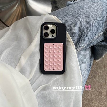 Mobilhållare med silikon-sugpropp – självhäftande sugproppshållare, lämplig för alla telefonmodeller – rosa