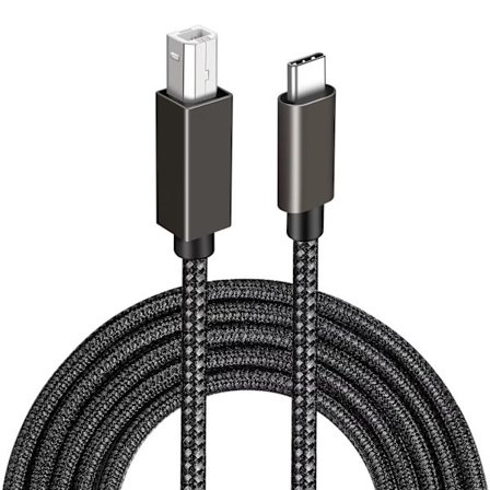 HP Epson Brother -yhteensopiva USB-C -kaapeli, 3 m pitkä, musta