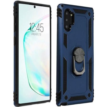 Galaxy Note 10 Plus Fodral Bi Material Styv mjuk ring Videostöd midnattsblå