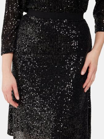 SIGNATURE - Nederdel - Sort - Pailletter