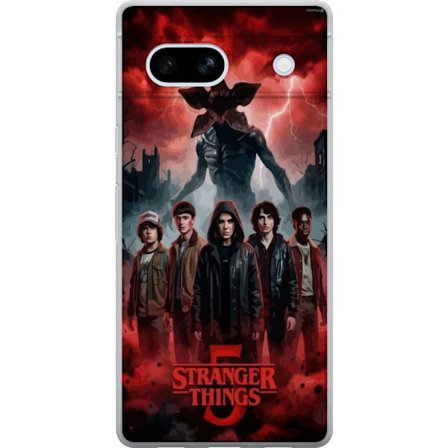 Kompatibelt Mobilskal till Google Google Pixel 7a Mörk Stranger Things-inspirerad fantasyillustration med åska, dramatisk himmel och intensiv obehag