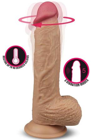 Dual Layered Rotating Nature Cock 21,5cm Dildo med vibrator - Blushme.se
