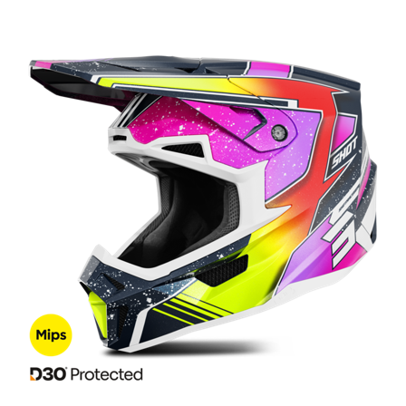 MX-kypärä Shot Lite Sininen/Neon Keltainen Helmiäinen XL