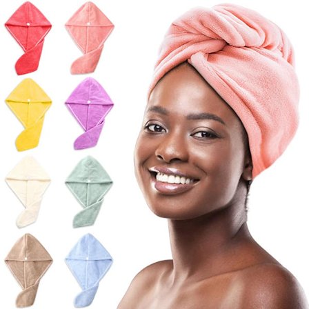 Microfiber Hair Towel,Premium Anti Frizz Hair Drying Wrap for Women & Men Dry Hair Hat,Super Absorbent,Wrapped Bath Cap