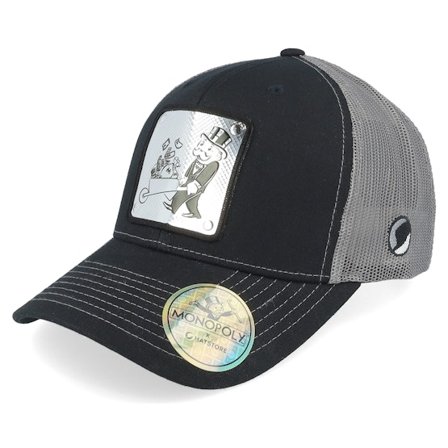 Monopoly - Zwart trucker Cap - Wheelbarrow Silver Patch Black/Grey Trucker @ Hatstore