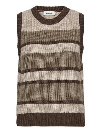 Timme Stripe Vest Beige Modström