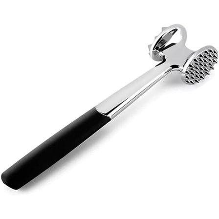 Dobbeltsidig kjøttbank, biffbank, kjøttmører i rustfritt stål, med sklisikkert håndtak for biff, svinekjøtt og til og med fisk