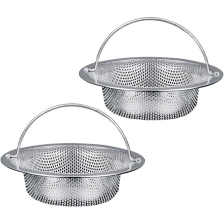Diskfilter 2 st rostfritt stål diskbänksfilter köksfilter diskho sil med rostfritt stål handtag kök diskpropp galler för kök S