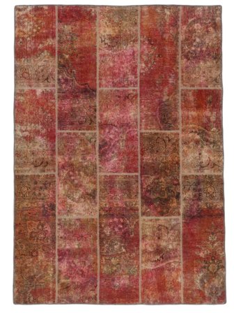 173X247 Tapis Patchwork Moderne Rouge Foncé/Marron (Laine, Perse) Carpetvista