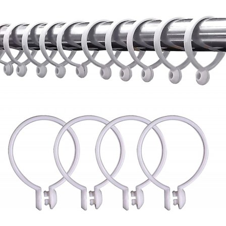 100-pack 38 mm vita plast duschdraperiringar
