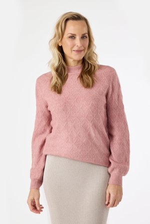 JENSEN - Langærmet Strik - Rosa Melange