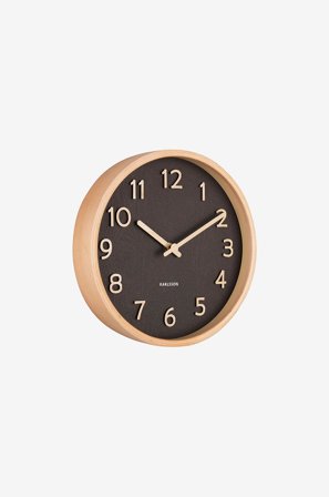 Karlsson - Veggklokke Pure Wood Grain Small - Svart - Veggklokker & bordklokker - Fra Homeroom