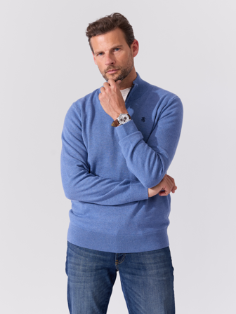 MATCH - Georg zip genser - Redford - Str. M - Herre - Gensere & Cardigans - Blå - 100% bomull