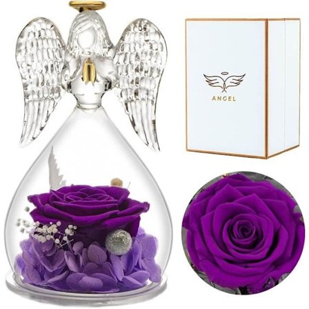 Evig Rose Engel Figur Preserveret Rose Gave Mors Dag Julegave til Mor Bedstemor Romantisk Gave - Rose
