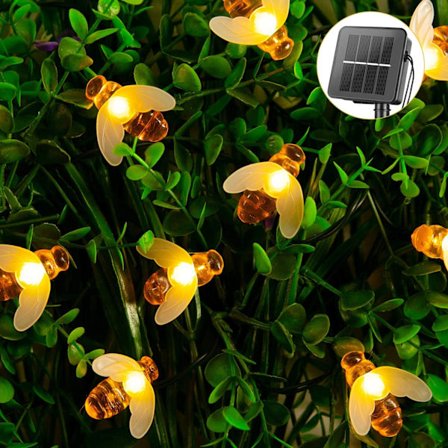 Soldrivna Honeybee Outdoor Lights, 40 LED Vattentät