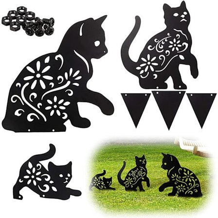 Loofu Kissakoriste puutarhaan 3 kpl, metallinen ontto muotoilu, söpö ulkokoriste