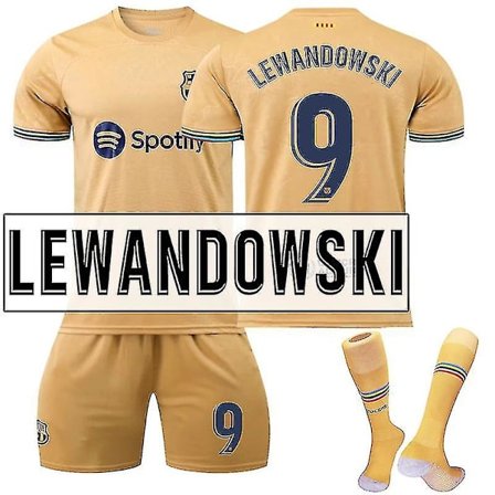 Lewandowski #9 Tröja 2022-2023 Ny Säsong Fotboll T-shirts Set för Barn och Ungdomar 2223 Barcelona Hemma