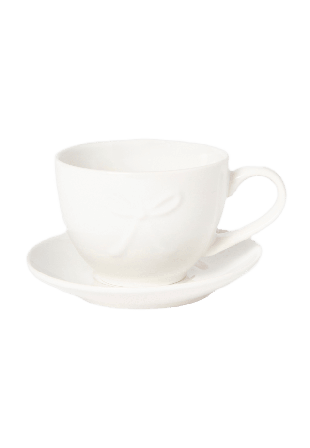 Åhléns Home Kopp med fat 20 cl BOW Dukning & servering Vit ONESIZE