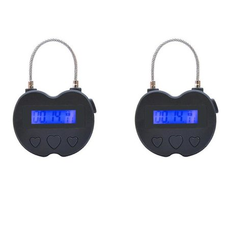 2x Smart Tidslås LCD-display Tidslås USB Oppladbar Midlertidig Timer Hengelås Reiseelektronikk