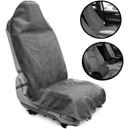 Seat Cover in Grey Towel, Waterproof and Non-Slip, Universal, Adapted to Front Seat of Single SUV Car