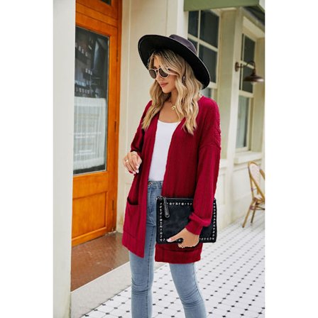 Efterårskåbe dame efterår ensfarvet cardigan trøje dame Vinrød{KPO}