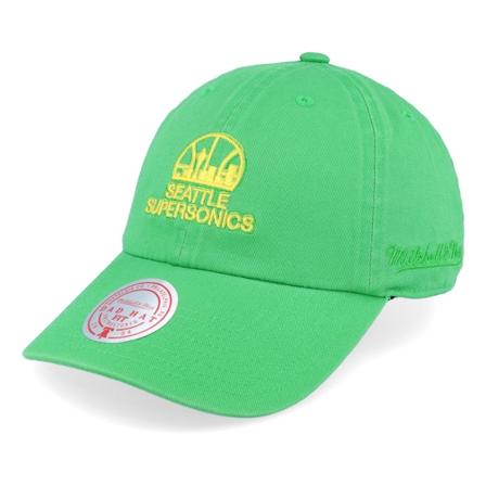 Mitchell & Ness - Seattle Supersonics Golden Hour Glaze Green Dad Cap Unconstructed Green Cap - NBA @ Hatstore