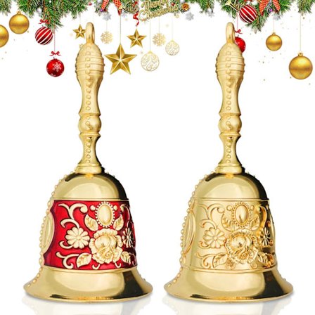 2 stk. Juleklokke, Metalhåndklokke, Håndklokke med Gravering, til Skole, Spil, Reception, Køkken, Bar og Julemand