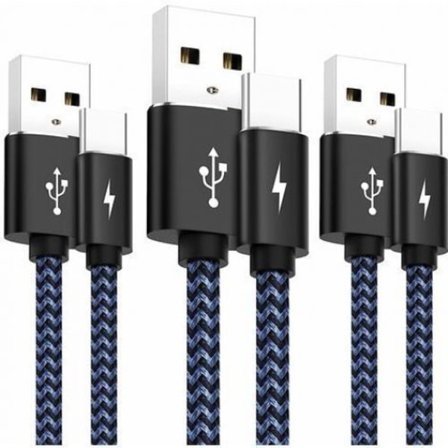 Fold og organiser nylonflettet USB C-kabel, magnetisk opladning og hurtig opladningsledning til Samsung S20 S10, Note 10, Huawei, Sony LG og mere, 3-