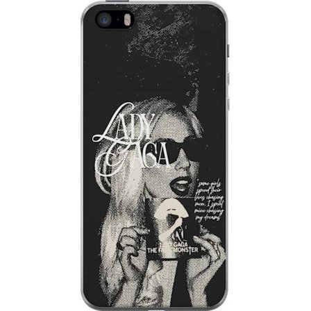 Yhteensopiva Puhelinkuori Apple iPhone 5s Lady Gaga mustavalkoinen retrojuliste aurinkolaseilla ja pop-taide-estetiikalla