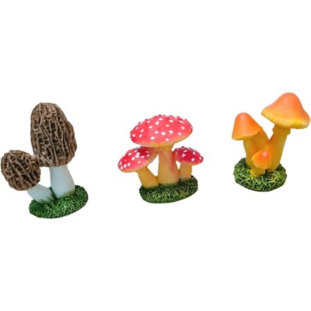 Miniatyr svamp i harts, 3 st, DIY trädgårdssvampar, svampskulptur