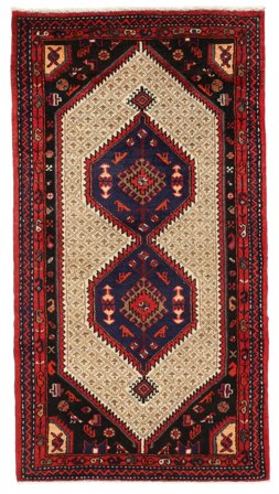 Tapis Hamadan 80X148 Noir/Rouge Foncé (Laine, Perse)