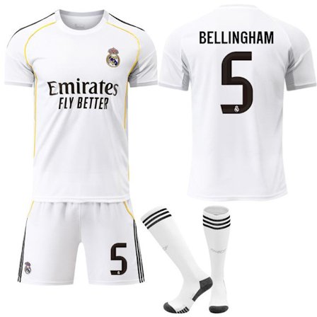 25-26 Real Madrid Koti Lasten Aikuisten Jalkapallopaita No.5 Bellingham