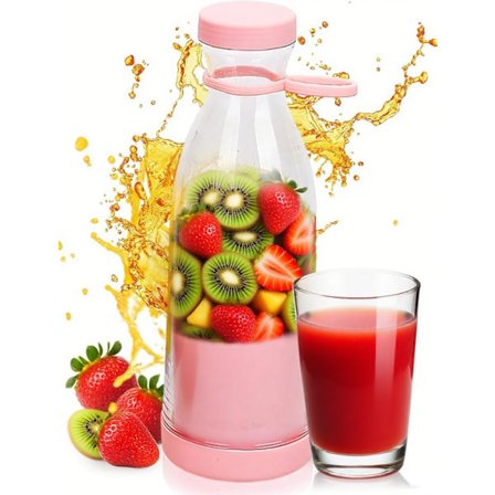 Genopladelig Bærbar Blender 350ml, Kraftfuld Personlig Smoothie Maker Kop til Frugter, Shakes, Hjem, Kontor, Skole & Udendørs, Pink