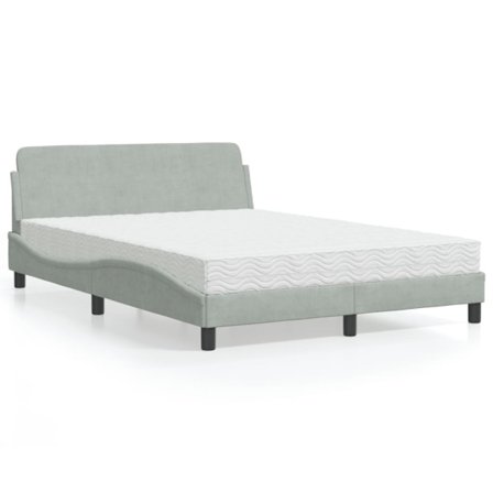 Bed with Mattress "Dover" Light Grey 140x190 cm Velvet