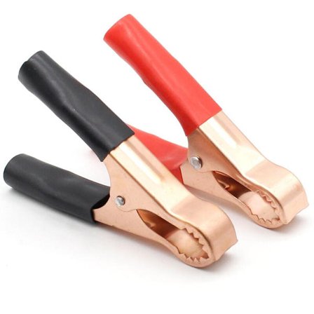 2 st Batteritestklämmor Alligator Klämmor Bil Van Krokodilklämmor Röd+Svart 80mm Strömkontakt