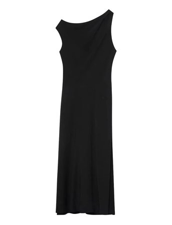 Crepe Shoulder Dress Black Calvin Klein