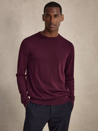John Henric Men's Burgunderroter Pullover Regular Fit Size M