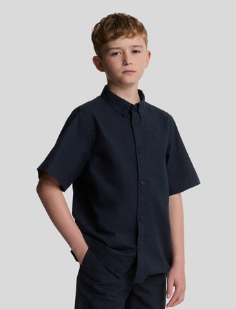Lyle & Scott Linen Ss Shirt - Navy - 128-134